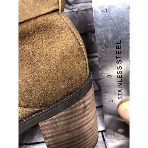 Clarks Brown Nubuck Leather Suede Stacked Heel Ankle Strap Boots Women Sz 6M US - Picture 15 of 16